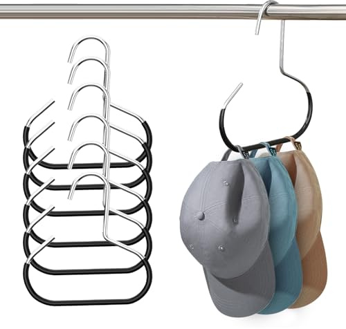 GVSS 6 Pièces Porte Foulard et Cravate Antidérapant en Métal Noir,Organisateur de Placard pour Écharpes,Ceintures,Chapeaux et Accessoires,Cintres Économiseurs d'Espace pour Garde-Robe