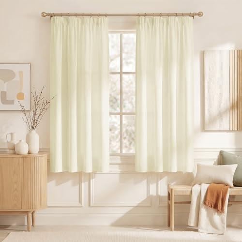 KGORGE Cortinas Cortas para Ventanas 2 Piezas, Visillos Semitransparentes Filtrado de Luz para Cocina/Comedor con Ganchos para Riel,140x160cm(AnxAl),