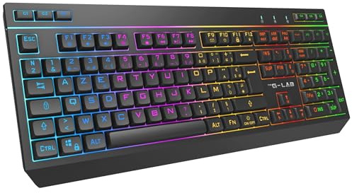 The G-Lab Keyz Tungsten EX - Clavier Gamer sans Fil Membrane RGB AZERTY FR | Sans Fil Triple Mode 2.4GHz/Bluetooth/Filaire, Membrane Silencieuse, RGB & Macros Personnalisables, Logiciel Dédié