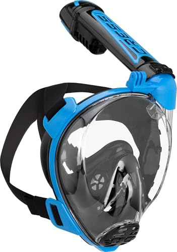 CRESSI Desde 1946 - Duke Action Full Face Mask - Máscara Integral CO2 Safe, Amplio Visión y Tratamiento Antiniebla, Tubo Dry y Soporte para Action CAM - Negro/Azul - M/L - Unisex