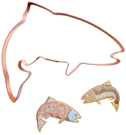The Fussy Pup Jumping Trout Cookie Cutter, 4.5” Copper Fish, Handmade in USA