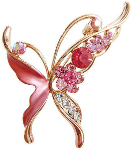 Navachi 18 Karat vergoldete Emaille Kristall Schmetterling Brosche Pins, Kristall, Kristall