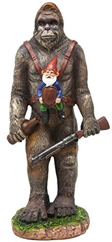 Funny Guy Mugs Bigfoot Garden Statue - Bigfoot and A Gnome - Indoor/Outdoor Garden Gnome Sculpture for Patio, Yard or Lawn