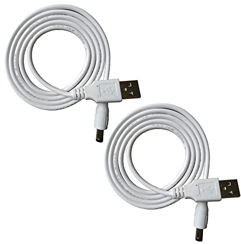 DZYDZR 2 Stück 5V USB auf DC 5V Power Kabel – USB A 2,5mm/5,5mm Adapterkabel 1m / 3ft Weiß