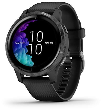 Garmin 010-02173-11 Venu, GPS Smartwatch with Bright Touchscreen Display, Features Music, Body Energy Monitoring, Animated Workouts, Pulse Ox Sensor and More, Black
