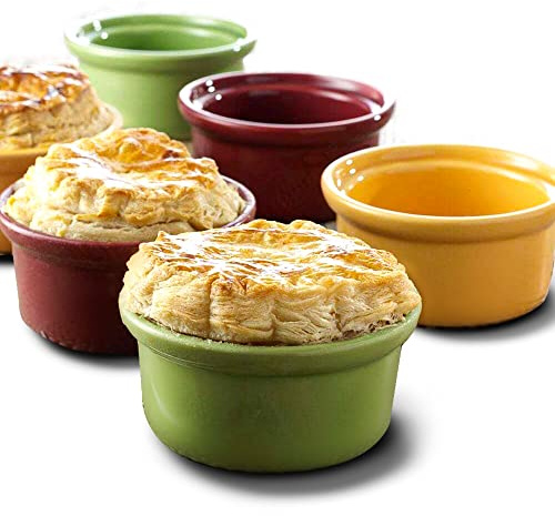 Mini Ramekins Set of 6 Creme Brulee Ramekins 6 oz - Small Baking Dish Oven Safe Set by Jean Patrique