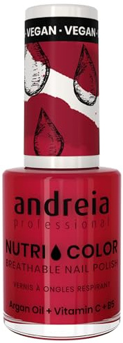 Andreia Professional NutriColor Atmungsaktiver Nagellack - Veganer und Tierversuchsfreier - Nagelkunst Nagellack mit langanhaltendem Glanz-Finish - Farbe NC32 Bordeaux - 10.5ml