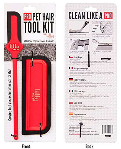 Lilly Brush Pro Pet Hair Tool Kit | Pet Hair Remover for Couch, Car Carpet, Car Seat, Auto Interior Detailing Kit, Cat and Dog Hair Remover Tool, Cat Fur Remover, Deep Cleaning Tools