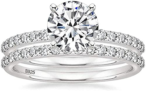 925 Sterling Silber Ring Set mit Funkelnden Steinen in Echtsilber Ringe Eheringe für Frauen, Damen Verlobungsringe Damenring Strahlender Stein Eternity