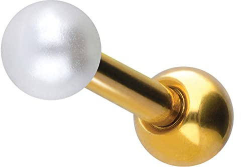 PIERCINGLINE Chirurgenstahl Ohrpiercing | SYNTHETISCHE PERLE | Piercing Schmuck Ohr Stecker Helix | Farb & Größenauswahl