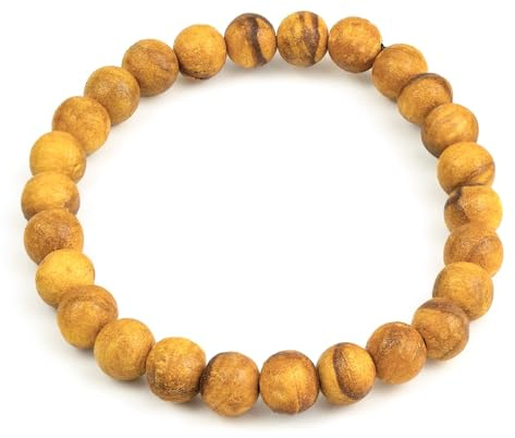 MUT22 Bracelet Palo Santo 8 mm, Bijoux sacrés avec propriétés d'aromathérapie et de protection Origine Pérou (8 mm)
