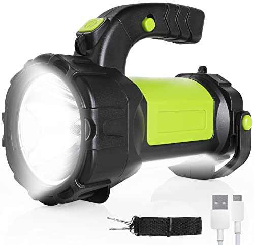 GeeRic Potente Linterna Profesional LED Alta Potencia 6000 Lumens, Portátil Foco Super Brillante Recargable USB Impermeable Con 7 Modos Para Camping, Supervivencia, Senderismo, Rojo