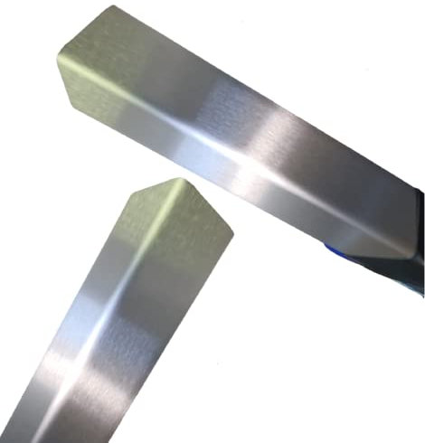 Gastro-Blechdesign Edelstahl Kantenschutz 2000mm 55x20 mm K240 geschliffen V2A 1 mm stark Blechwinkel Kantenschutz Leiste Winkelprofil 200cm Edelstahl L-Blech Schenkel 5,5x2cm