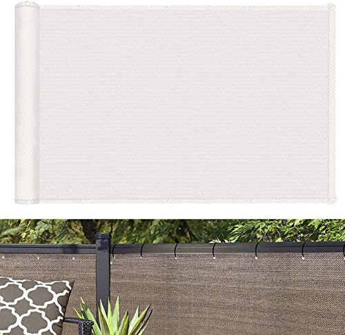 Balkonbespannung 115 x 750 cm Wind HDPE UV-Schutz Balkonabdeckung Balkonsichtschutz mit Ösen und Kordel für Balkongeländer Garten, Weiß