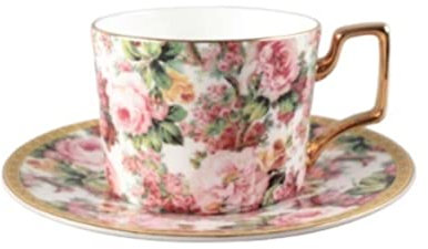 Tazzine Caffè Tazza da Caffè Tazza di Tè Tazze Da Caffè Tazze In Stile Cinese Tazza Da Caffè In Ceramica Tazza Con Stampa Peonia Set Con Cucchiaio Multifunzionale Tazzine di Caffe Tazze da Caffè ( Col
