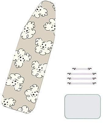BLEDD Verstellbarer Bügelbrettbezug mit 4 Clips und Anti-Verbrennungs-Pad, 160 x 60 cm (für Bügelbretter mit einer Länge von 145 bis 155 cm – Breite 45 bis 55 cm)