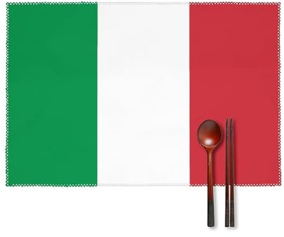 Tischsets, 45 x 30 cm, waschbar, dünn und leicht, italienische Flagge, für drinnen und draußen, 4 Stück