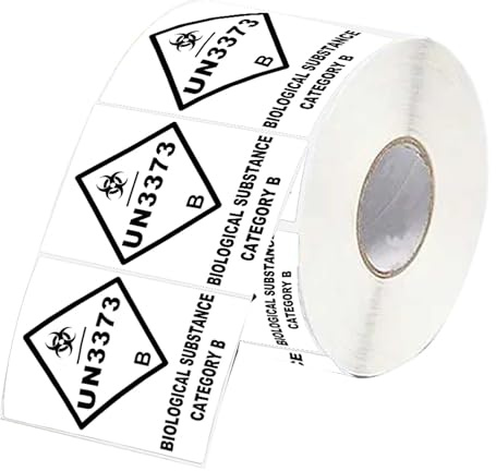 UN3373 Etichette per Sostanze Biologiche Categoria B Adesivi 2 x 2.75 Pollici - UN3373 Etichette Avviso Attenzione Adesivi Spedizione 250 Pz