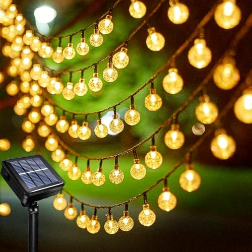 Acxilexy Solar Lichterkette Aussen, 12M 100 LED Kugeln Lichterkette, 8 Modi Solar Weihnachtsbeleuchtung Außen, Wasserdicht Kugeln lichterkette für Garten Terrasse Bäume Weihnachten