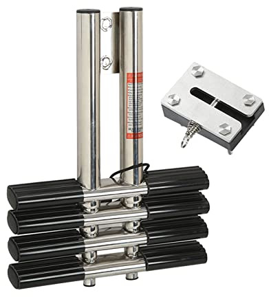 Brilluxa Échelle de Quai Pliante Échelle télescopique en Acier Inoxydable Échelle de Plate-Forme de Bain à 4 marches Échelle de Bateau ponton pour Bateau Marin Yacht Piscine