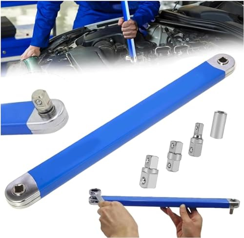 Cikiki Schlagfester Offset-Verlängerungsschlüssel, Verlängerungsschlüssel-Set für enge Bereiche, mit 1/2, 1/4 und 3/8 Vierkantantriebs-Adaptern, Universal-Verlängerungsschlüssel für kleine Stellen