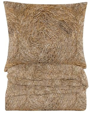 Cotton Market Ropa de Cama de algodón, Juegos de Ropa de Cama de 3 Piezas, Funda nórdica de 155 x 220 cm y 2 Fundas de Almohada de 70 x 80 cm, Paja, Beige