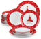VEWEET, Série CHRISTMASTREE, Service de Table de Noël en Porcelaine, 18 Pièces pour 6 Personnes avec 6 Assiettes Plates, 6 Assiettes à Dessert, 6 Assiettes Creuses, Compatible au Lave-vaisselle