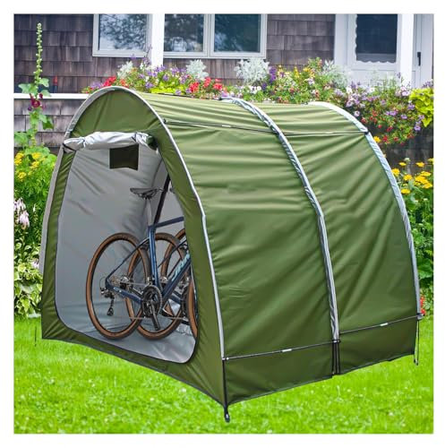 FBHappiness 2 PCS Storage Sheds Can Be Spliced Storage Sheds with Double Doors for 2-5 Bikes Electric Bike Cover Waterproof Outdoor,Green