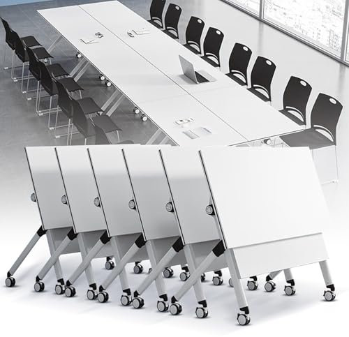 Klappbarer Konferenzraumtisch, 1,8 m, Rolltisch, mit Rollen, modular, Konferenztisch, Seminar, Meeting-Tisch für Klassenzimmer, Konferenzbüro, 6 Stück