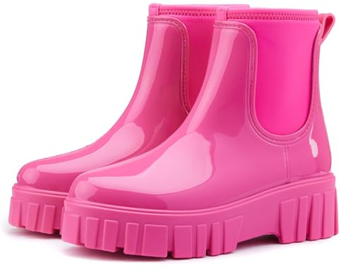 AONETIGER Stivali Pioggia Donna Stivali Gomma Impermeabile Rosa B,38EU