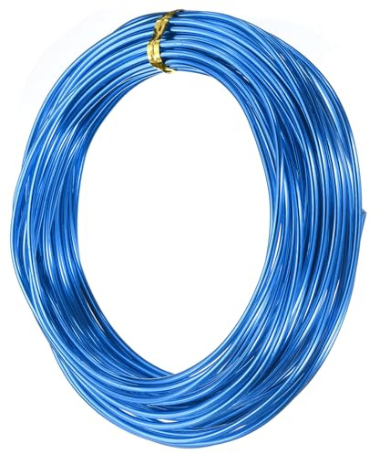 QUARKZMAN Alambre de Armadura de Aluminio de 12 Calibres y 2Mm, 32.8 Pies (10M) Alambre Metálico Flexible para Hacer Joyas, Manualidades, Esculturas de Árboles Bonsái, Azul Verdadero