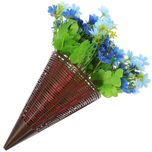FONDOTIN Künstlicher Blumenkorb Tür-hängekorb Veranda Bauernhaus Hängende Blumendekoration Kunstblumen Im Rattankorb Stabile Kunststoffmaterialien Langlebige Blumendekoration