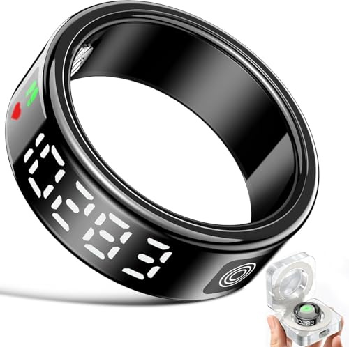 Generico Unisex Smart Ring Smart Ring med display, Smart Ring Fitness Tracker, Smart Ring IP68, kompatibel med iOS och Android Aktivitetsspårare, hjärtfrekvens, sömn, smart hälsa Companion