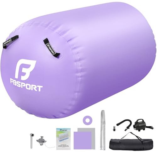 FBSPORT Aufblasbare Air Roll, 100x60cm Aufblasbare Luft Rollen, Yoga Gymnastik Zylinder, Gymnastikmatte, Gym Air Barrel, Air Tumbling Track, Sportmatte für zuhause mit Tragetasche, Outdoor, Fitness