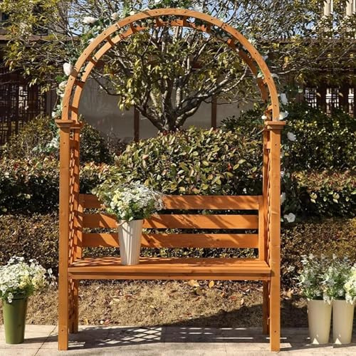 Fitlin Ensemble De Bancs De Jardin en Bois avec Arche, Imperméables Et Résistants Aux Intempéries, for Terrasse, Porche Et Pelouse,for Les Cérémonies Et Les Salons D'arrière-Cour(Yellow)