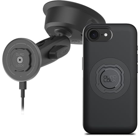Quad Lock Heavy Duty Suction Car Phone Mount with MAG Phone Case and MAG Wireless Charging Head for iPhone 16e