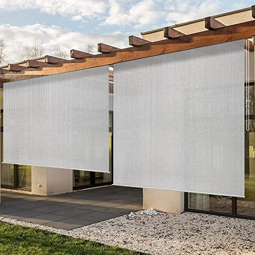 Stores enrouleurs d'extérieur – Pare-soleil imperméable pour terrasse, pergola – Filtrage de la lumière (121,9 x 180,3 cm (l x L) – Protection UV – Installation facile
