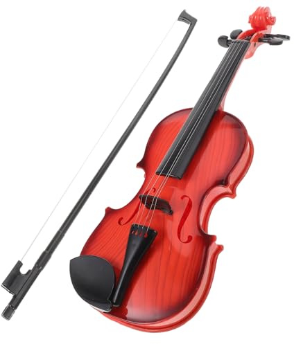 Uonlytech Jouet Violon Simulé pour Garçon et Filles Débutants en Plastique Marron, Facile à Jouer, avec Sons Différents, pour Activités Musicales et Jeux de Rôle