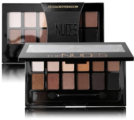 Smoky Nude Eyeshadow Palett, 12 färger brun ögonskugga palett matt & skimmer, vattentät och torkbeständig ögonmakeup, högpigmenterad låtskuggpalett, ögonskuggspalett för semester och vardag