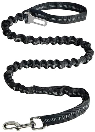 Katzenleine mit Geschirr für Katzen Explosionsgeschützte,stoßreflektierende Leine,doppelter,Nylon-Hundeleine,Outdoor-Haustierleine,elastische Hundeleine (Black,One Size)