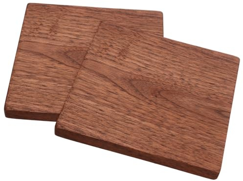 DEARMAMY 2 Stück Walnussholzplatten 10X10X1cm Dicke Hartholz Sperrholzplatten zum Schnitzen Selbstgemacht Holzblöcke mit Natürlicher Maserung für Holzschnitzerei und Bastelprojekte