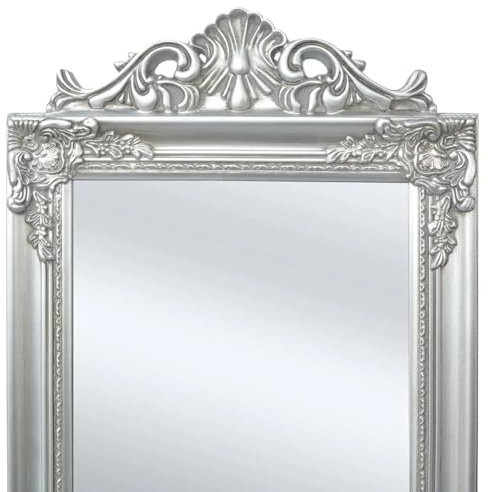 Gecheer Specchio autoportante stile barocco, 160x40 cm argento, per camera da letto o ingresso