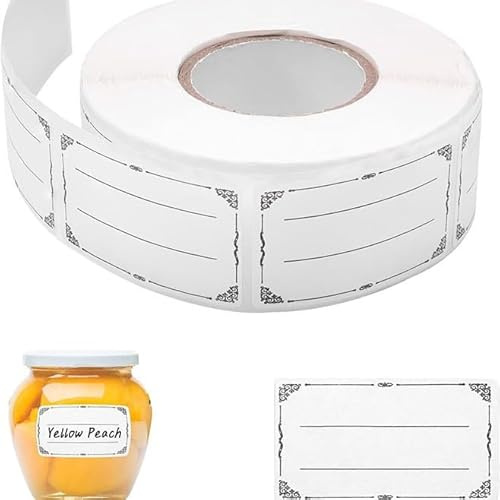 Hontaog 600 Etiquetas Adhesivas para Congelador 50 × 30 mm, Etiquetas para Alimentos Resistentes al Agua y Aceite, Etiquetas para Tarros, Botellas y Recipientes, Organización Cocina Meal Prep
