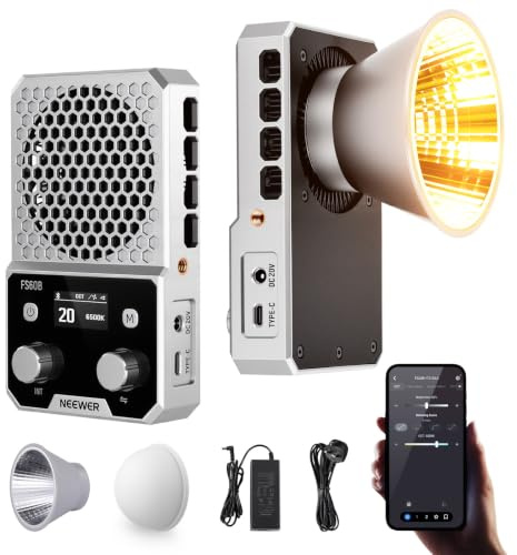 NEEWER FS60B 60W Compact Pocket Bi Color LED Light with APP/Panel Control | COB Continuous Output Lighting, 2700K-6500K, CRI96+, Portable for Professional Studio Photography, Video Recording