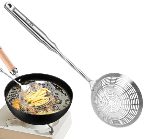 Espumadera De Cocina - Cuchara Ranurada Para Colar | Cuchara Coladora De Araña De Acero Inoxidable Para Cuchar-a Coladora De Grasa Profunda Woks |Desnatadora De Malla De Utensilio De Cocina Para Freír