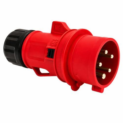 WEBMATEL Clavija Cetac 380V - IP54-3 P+N+T - 16A - Enchufe Macho - Enchufe Industrial 5 Pines Trifásico - Conector Estanco Eléctrico