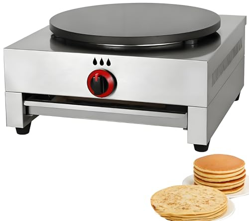 Máquina de crepé comercial resistente de 15.7 pulgadas, antiadherente, para hacer panqueques a gas, perfecta para crepes, huevos, perritos calientes, tortillas, blintzes