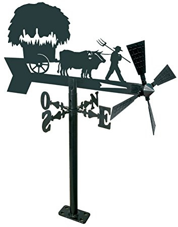 Arthifor Veleta de Viento para Jardín con Silueta de Yunta de Bueyes,Negro Mate (21217)
