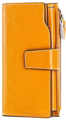 SENDEFN Geldbörse Damen Leder Gross Geldbeutel RFID Schutz Damen Groß Portemonnaie Viele Fächer Lang Portmonee mit 20 Kartenfächer und Handyfach