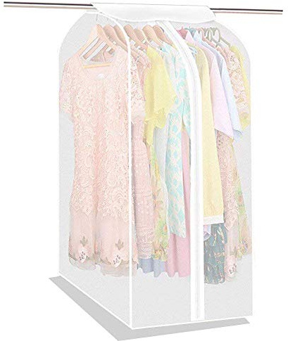 Wardrobe Hanging Clothes Storage Bag/Garment Bag/Peva Translucent Moisture Proof Protector With Magic Tape And Zipper